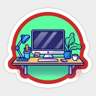 Workplace Cartoon Vector Icon Illustration Sticker